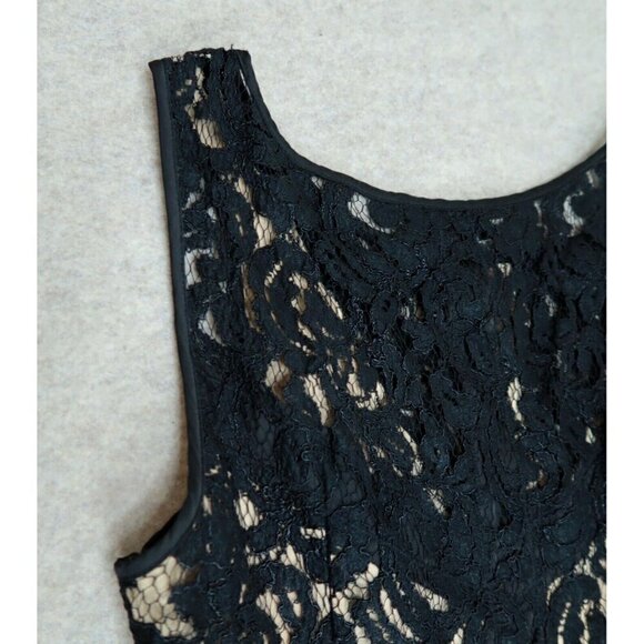 Bebe Black A-Line Crochet Dress Lined Evening Cocktail Midi Women's Size 8 - Picture 9 of 12